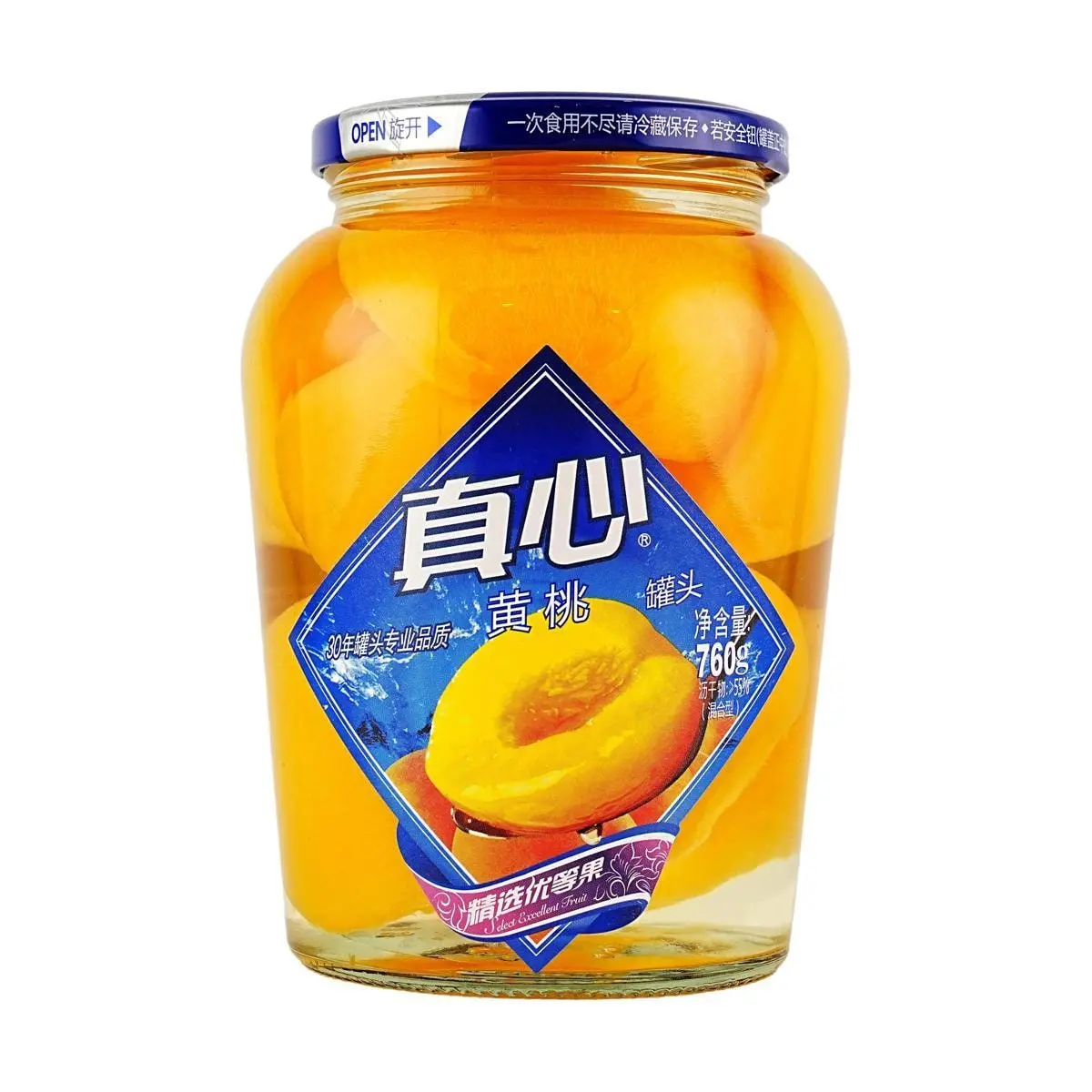 ZHENXIN Halved Yellow Peach Halves in Syrup, 760g - Sweet Canned Fruit, Ready-to-Eat Dessert