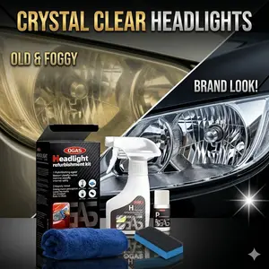 A complete car headlight repair kit, including advanced repair fluid, to remove yellowing and oxidation, suitable for old and foggy headlights, Headlight Polishing Agent