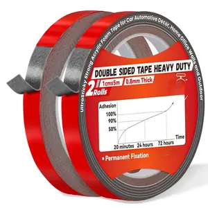 Double Sided Tape Heavy Duty 0.4 Inch x 33 FT UltraSticky Acrylic Foam Tape for Car Decor Home Office Walls & Outdoor Heat Resistant Waterproof 2 Rolls Multipurpose Nano Double-Sided Tape Double Sided Waterproof Nano Tape