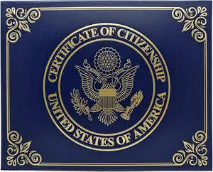 US Citizenship Certificate Holder – Padded Naturalization Document Cover with Gold Seal Protection Case