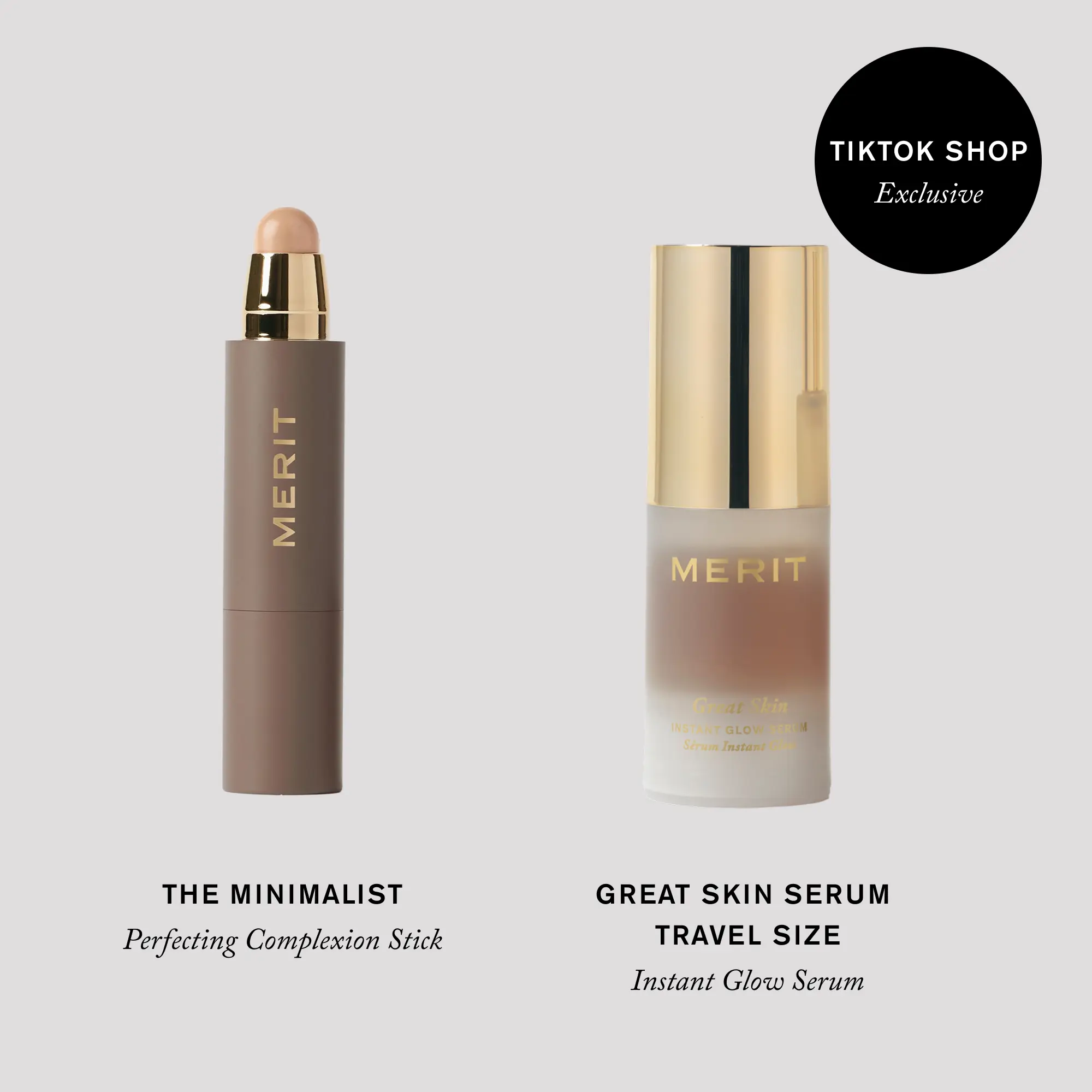 MERIT Prep + Base Duo - Complexion Stick & Travel Size Instant Glow Serum