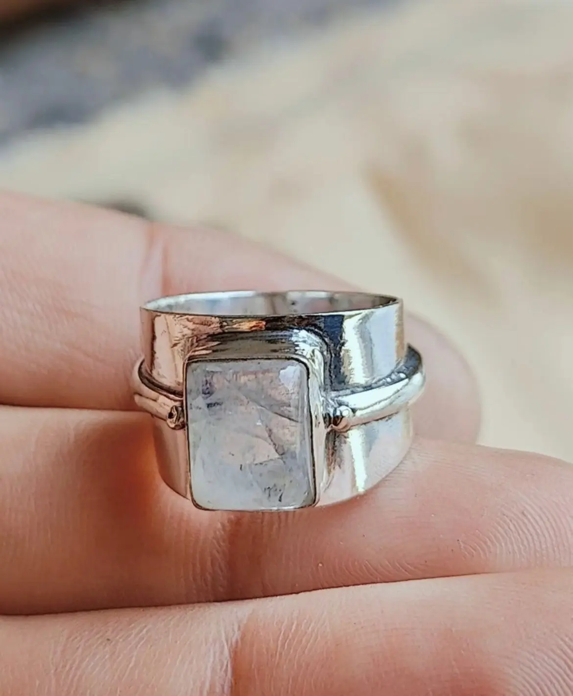 Silver Moonstone Ring