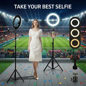 12" Selfie Ring Light with 63-71" Adjustable Tripod & Dual Phone Holders - Dimmable Lighting for Live Streams, Makeup, TikTok, YouTube - Essential for Spring Break, March Madness, World Cup & Easter Content Creation