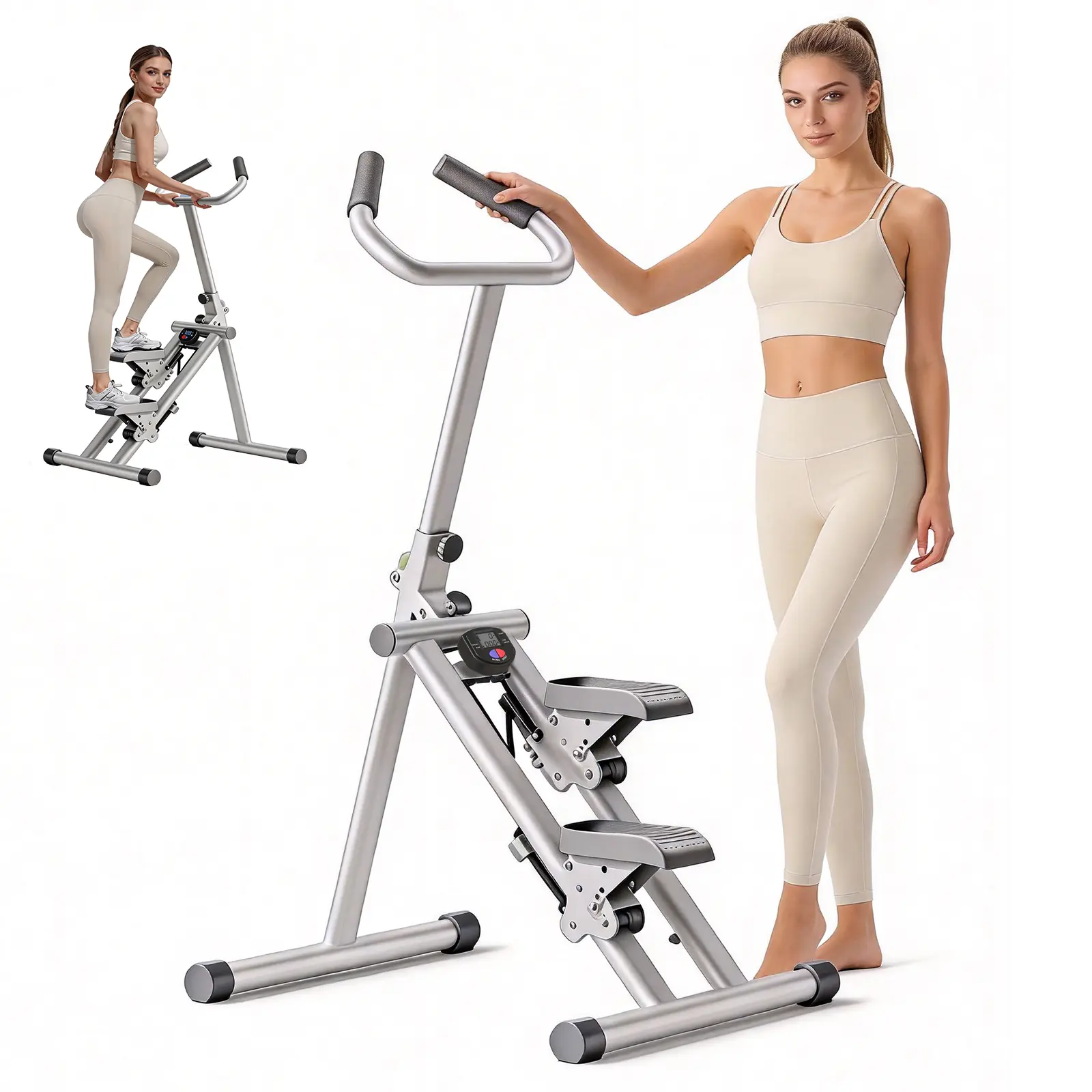 Foldable Vertical Climber, Adjustable Height Stair Stepper Machine for Cardio Home Workouts and Climb Training, 220lb Capacity, Adjustable Height Stepper, Home Gym, Unisex, Steel Frame, Heavy-Duty, Anti-Skid, Enhance Leg Thighs, Home Climbing Exercise Mac