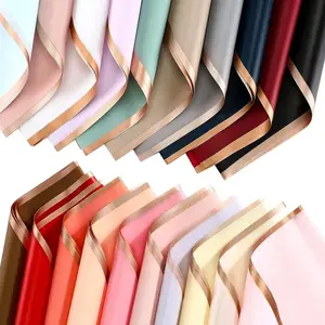 Gold Edge Waterproof Flower Wrapping Paper - 20 Sheets/pack Multi-Color Assortment, 22.8x22.8 Inch for Bouquet Gift Wrapping, Wedding, Birthday, Party Decorations, Gift Wrapping Supplies