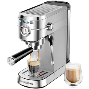 CASABREWS CM5418BC Espresso Machine with Milk Frother and Pressure Display 20 Bar Pressure, Compact Espressomachines, extract ground coffee perfectly