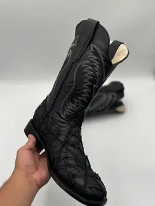 Black Fish Leather Boots