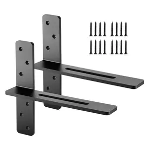 VEVOR T Shelf Brackets 2 Pcs, 200 lbs/90 kg Weight Capacity, 14x2.89x12 in/ 355.6x73.5x304.8 mm, Solid Steel Heavy Duty Brackets for Shelves, Countertop Support Floating Bracket Hardware with Screws