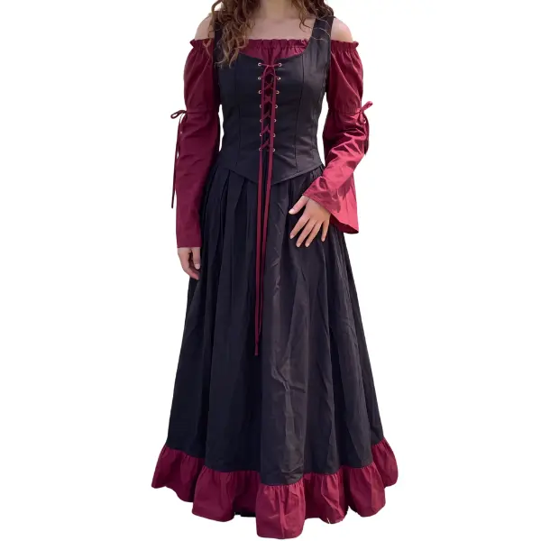 Renaissance Faire Outfit for Women, Medieval Dress for Halloween Costume Party, Wench Corset Gift for Her, Peasant Gown for Cosplay