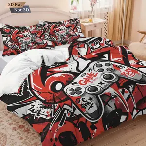 3pcs Six Seven & Game Controller Pattern Duvet Cover Set, Includes 1 Duvet Cover & 2 Pillowcases, Excludes Duvet and Pillow Inserts, Soft Comfortable, Suitable for Bedrooms, Hotels, School Dormitories, Perfect Gift for Gamers, Bedroom Bedding Set