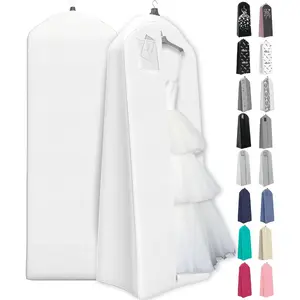 Bags for Wedding Dress, Garment Bag-Garment Bags for Travel & Hanging Clothes or Storage Preservation-72" Bag For Gowns Long with 20" Gusset For Puffy Bridal Gowns Cover-White
