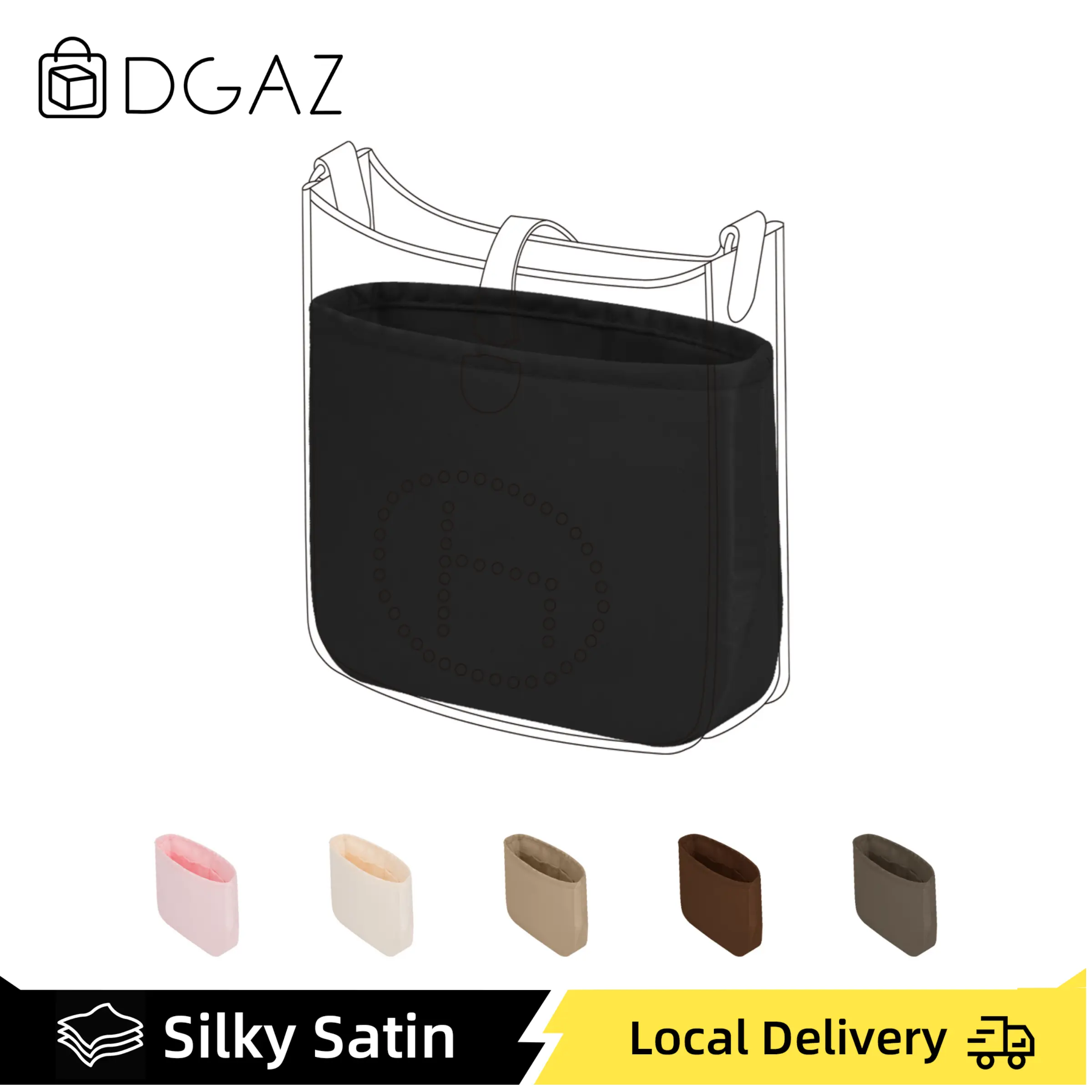 DGAZ Silky Purse Organizer Insert Fits Evelyne TPM/PM/GM/TGM Bags, Luxury Handbag & Tote Organizer, Simplicity bag organizer