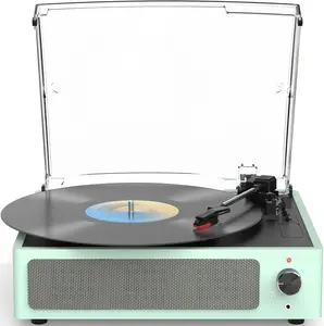 Record Players for Vinyl Turntable with Speakers Belt-Driven 3-Speed LP Phonograph   Input Headphone AUX-in RCA Line Auto Stop for Beginners  Sleek Mint Light Green