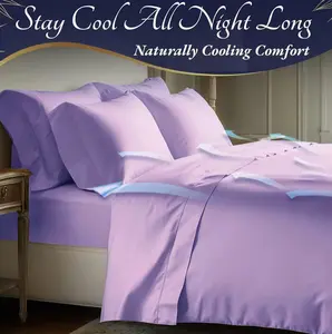 4pcs Bamboo Cooling Bedding - Extra Deep Pocket Breathable And Cooling - Suitable for Hot Sleepers And Sweats, Pillowcases, Flat Sheet And Fitted Sheet - A Perfect Gift for Family, Queen And King Sizes, Next Day Delivery