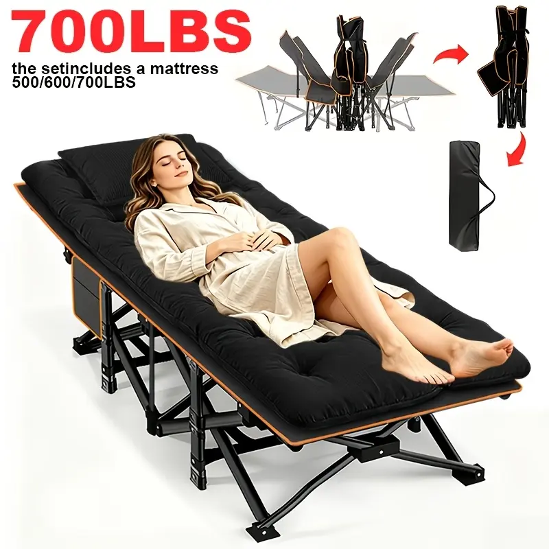 This 75-Inch Extra-Large, Extra-Thick Folding Bed Is a Comfortable Folding Bed with a Mattress, And a Portable Folding Guest Bed. A Mattress-Free Version Is Also Available. It Can Be Used As a Camping Bed, Portable Bed, Or Guest Bed