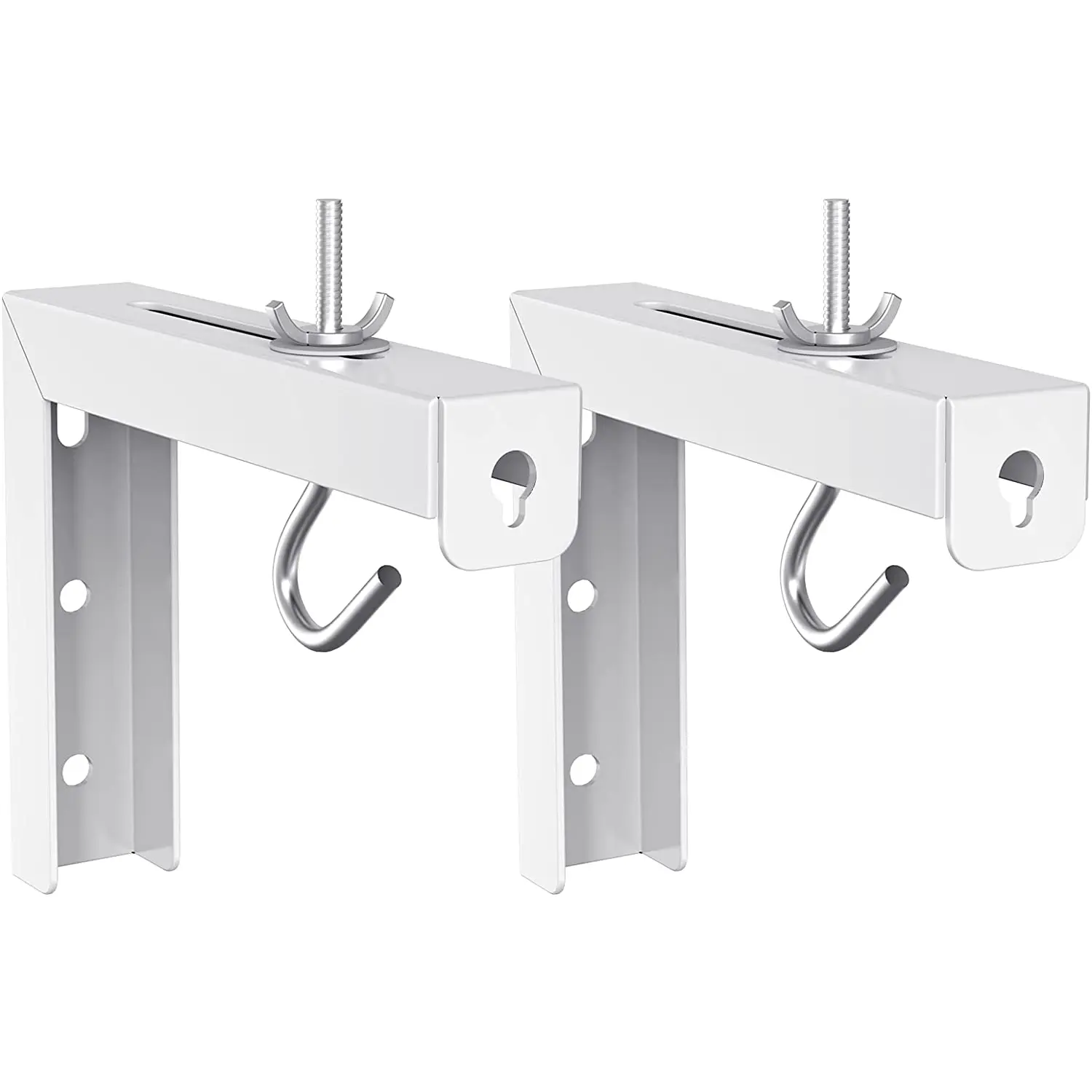 WALI Universal Projector Screen Ceiling Mount, Wall Hanging Mount L-Brackets, 6 Inch Adjustable Extension with Hook Kit, Perfect Projector Screen Placement Hold up to 66 Lbs (PSM001-W), White