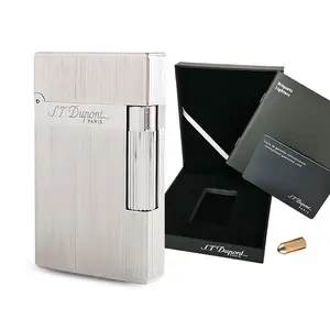 Dupont 1:1 Double Flame Silver Brushed Luxury Lighter (NO FUEL) Gift