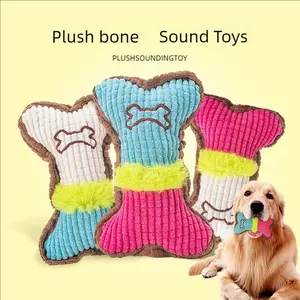 Small Medium Dog Bone Plush Toy Squeaky Chew Toy, Suitable for Active Puppies, Teeth Cleaning, Pet Play, Christmas Gift
