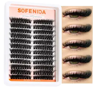 Lash Clusters 80D Cluster Eyelash Extensions 8-16mm Cat Eye Wispy Eyelash Clusters 12 Pairs D Curvature Eyelash Clusters Left & Right Diy Lash Extension at Home