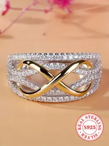 S925 Sterling Silver Elegant Glittering Promise Ring, Wedding Rings, Luxury Wedding Engagement Ring for Women & Girls, Trendy All-match & Exquisite Jewelry for Birthday Gift