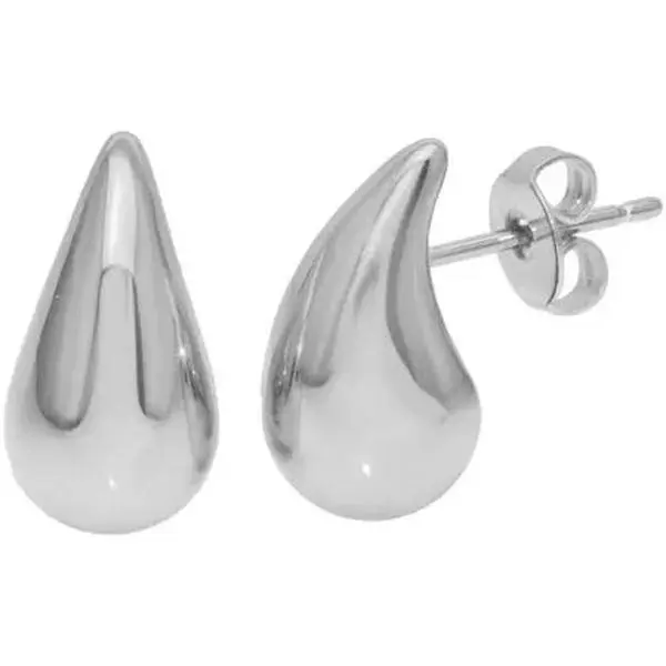Women's Silver Teardrop-Shape Earrings - Titanium Steel Stylish Jewelry, Casual Daily Fashion Accessories