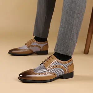 Men'S Brown Brogue Oxford Shoes - Low Top, Lace-Up, PU Fabric, Rubber Sole & Comfort Insole - Ideal for Office & Social Events, Office Shoes|Elegant Footwear|Rubber Sole Shoe Boy Closed