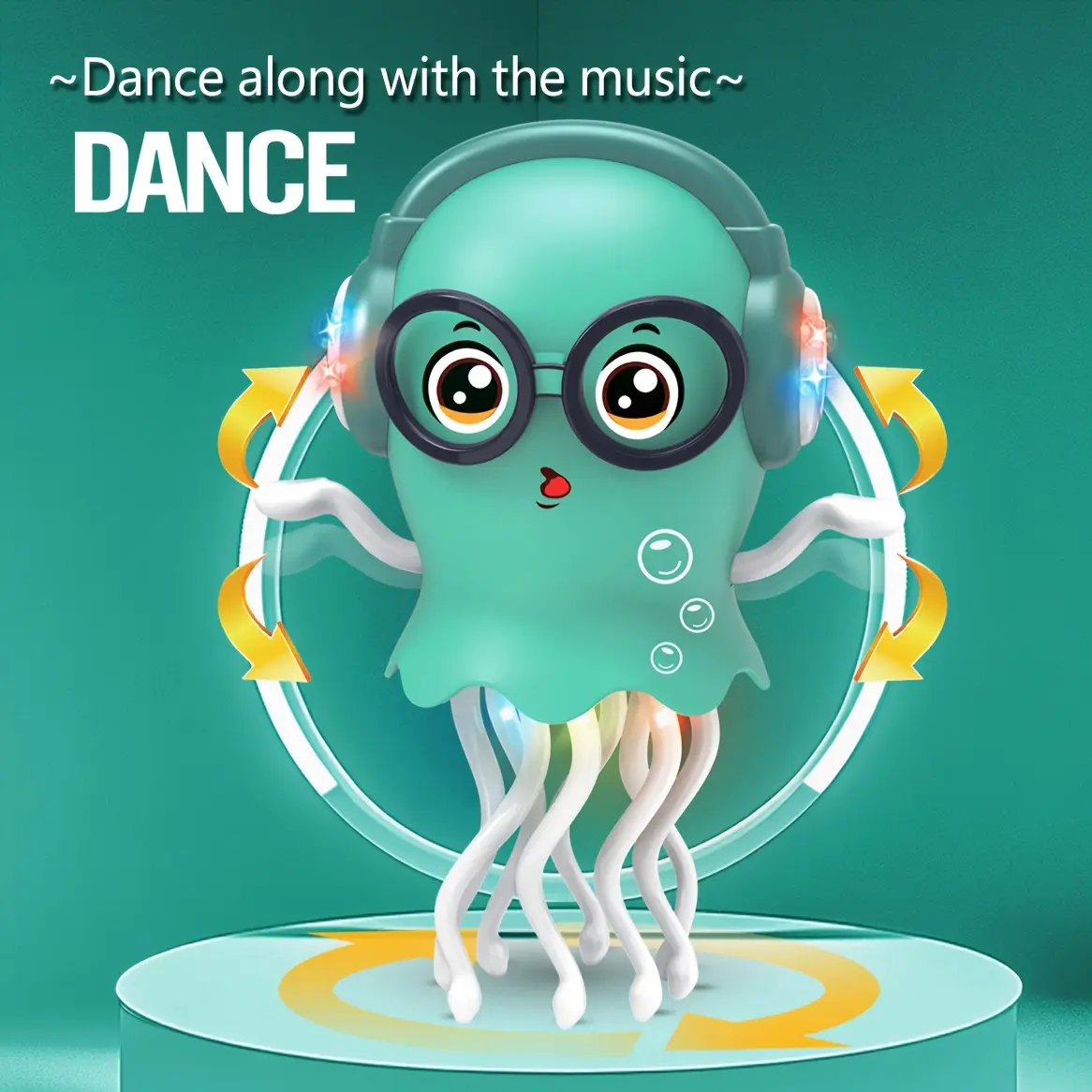 Unisex Electric Crawling Dancing Jellyfish Toy for 3-6 Yrs Kids - Jellyfish Shape, Smart Obstacle Avoidance, Colorful LED Lights, Interactive Audio, 2H Continuous Play, ABS Children Development Electronic Learning Toy (Battery Not Included)