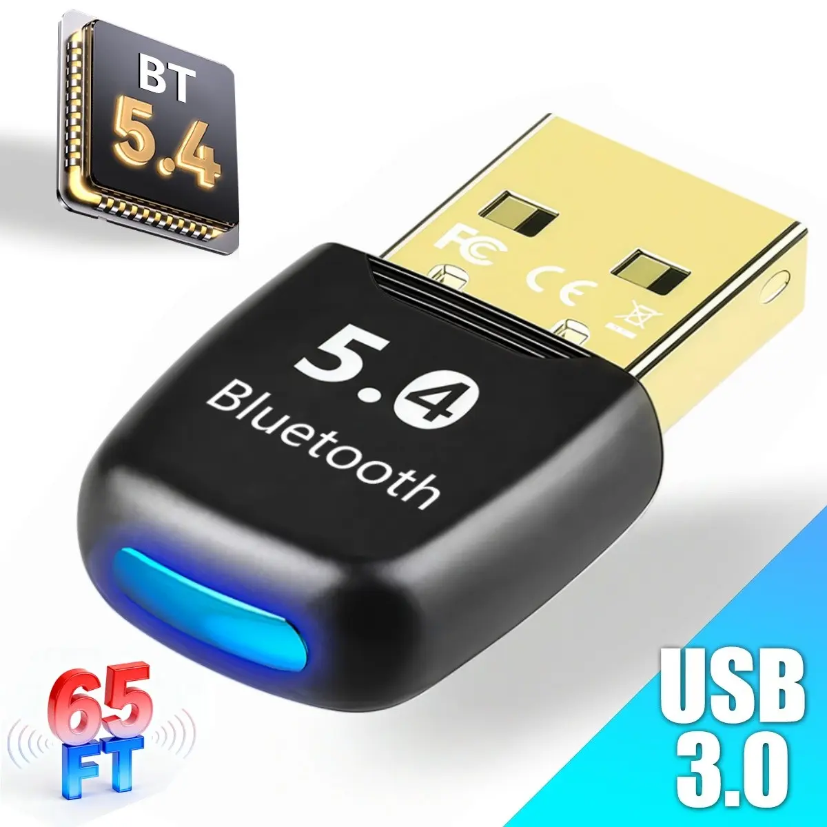 USB Bluetooth Adapter for PC,Bluetooth 5.4 Dongle Receiver,Plug and Play,Wireless Transfer for Television/Laptop/Keyboard/Mouse/Printers/Headphones,Compatible with Windows 11/10/8.1/7