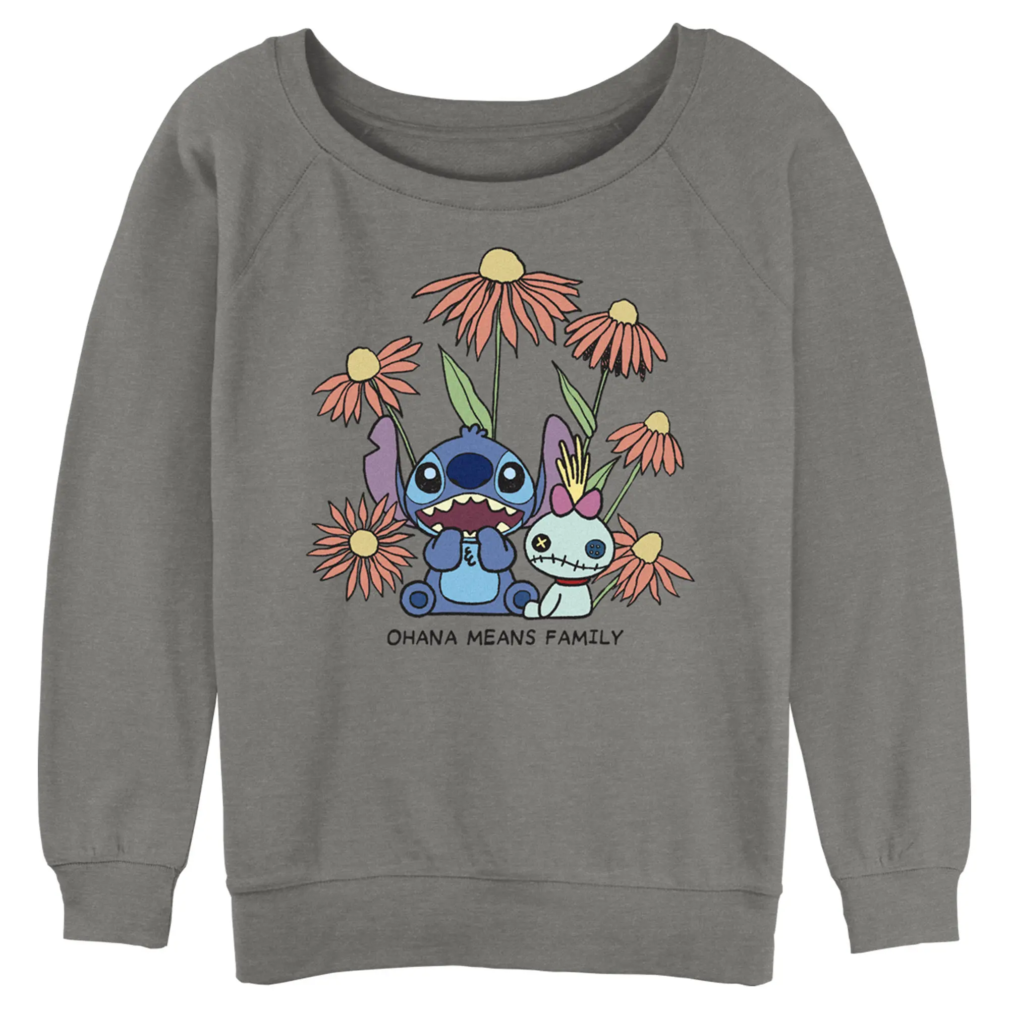 Juniors Womens Lilo & Stitch Floral Scrump and Stitch Sweatshirt