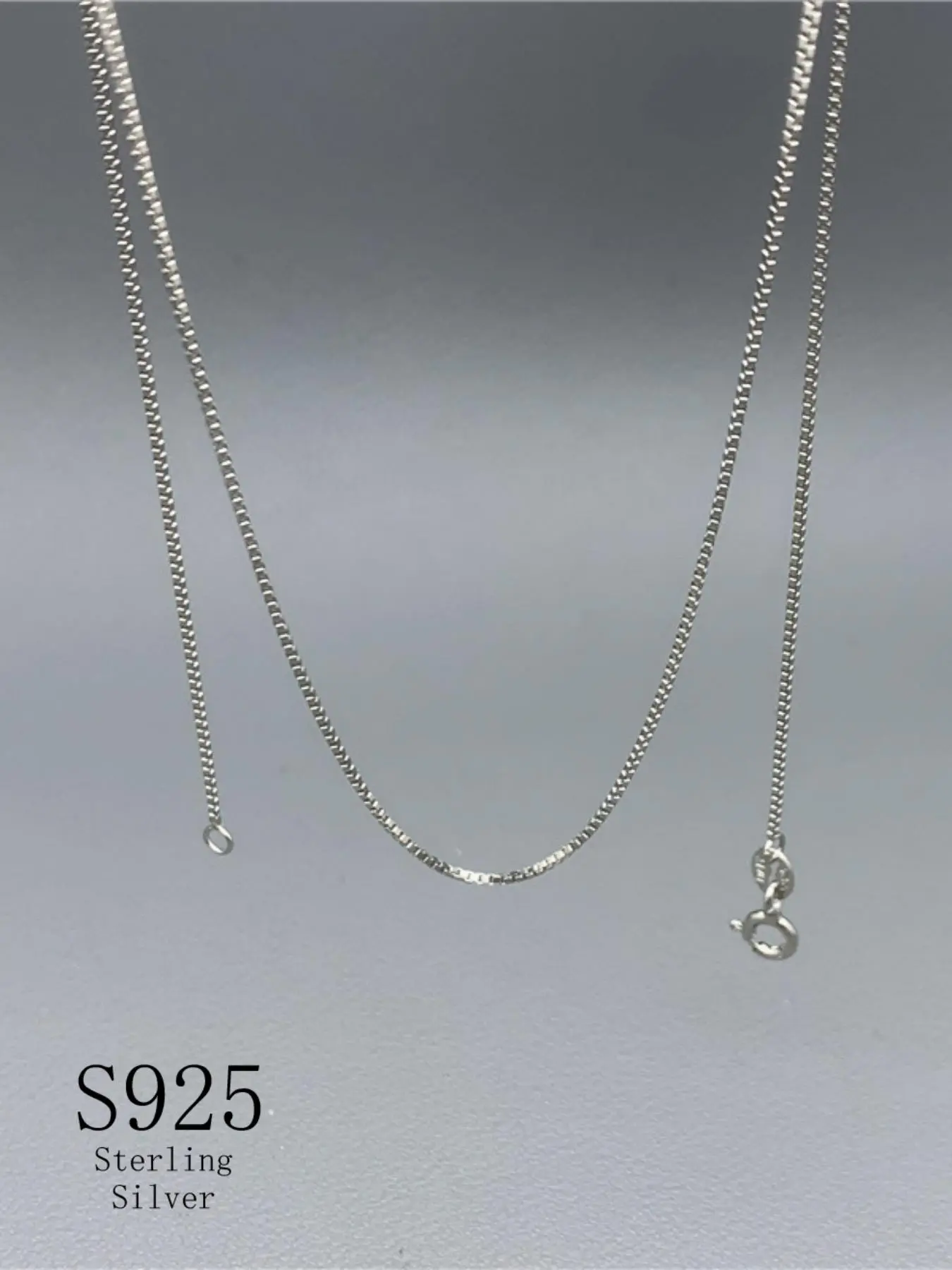 S925 Sterling Silver Chain Necklace, Unisex Fine Box Chain, Link Chain, Fashion Necklace, Versatile, Spring Ring Clasp, Suitable for Men and Women, Elegant Casual Daily Wear, Gift Option, Minimalist Chain Necklaces