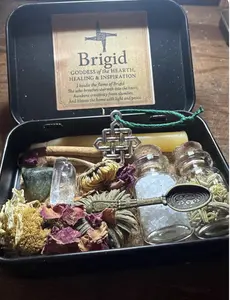 Brigid Travel Altar Tin, Altar Tin Goddess Cloth Goddess Kit