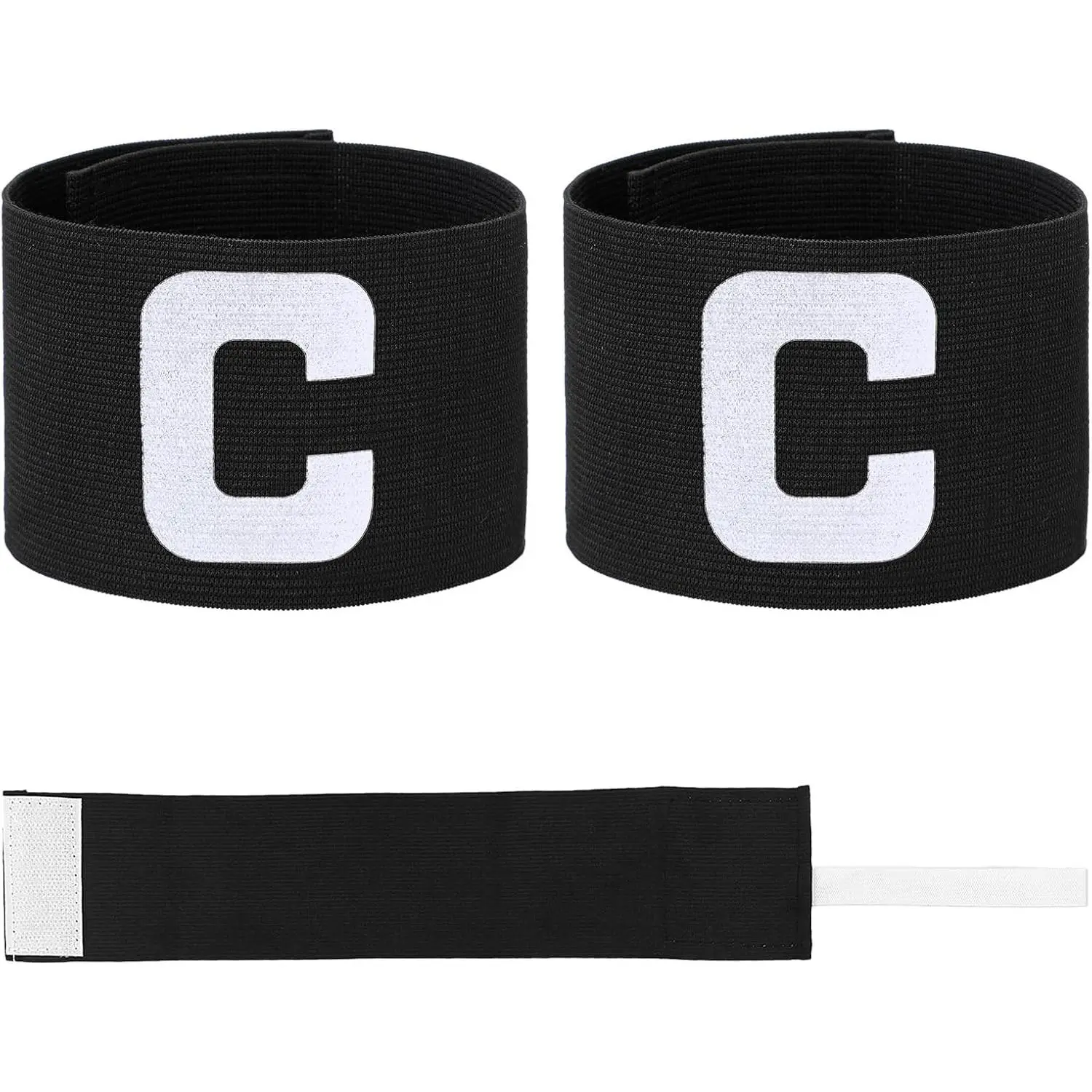 2 count Captain Armbands, 7x33 /2.75x13 Inch Black Soccer Captain Armband Adjustable Leader Armband Team  Armband Football Rugby Basketball Player Band for Adult Youth Soccer Volleyball Team