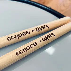Personalized Drumsticks with Your Band Logo, Custom Designed Drum Sticks, Music Band Gift Idea, PAIR Hickory Laser Engraved Drum Sticks for Music Lover