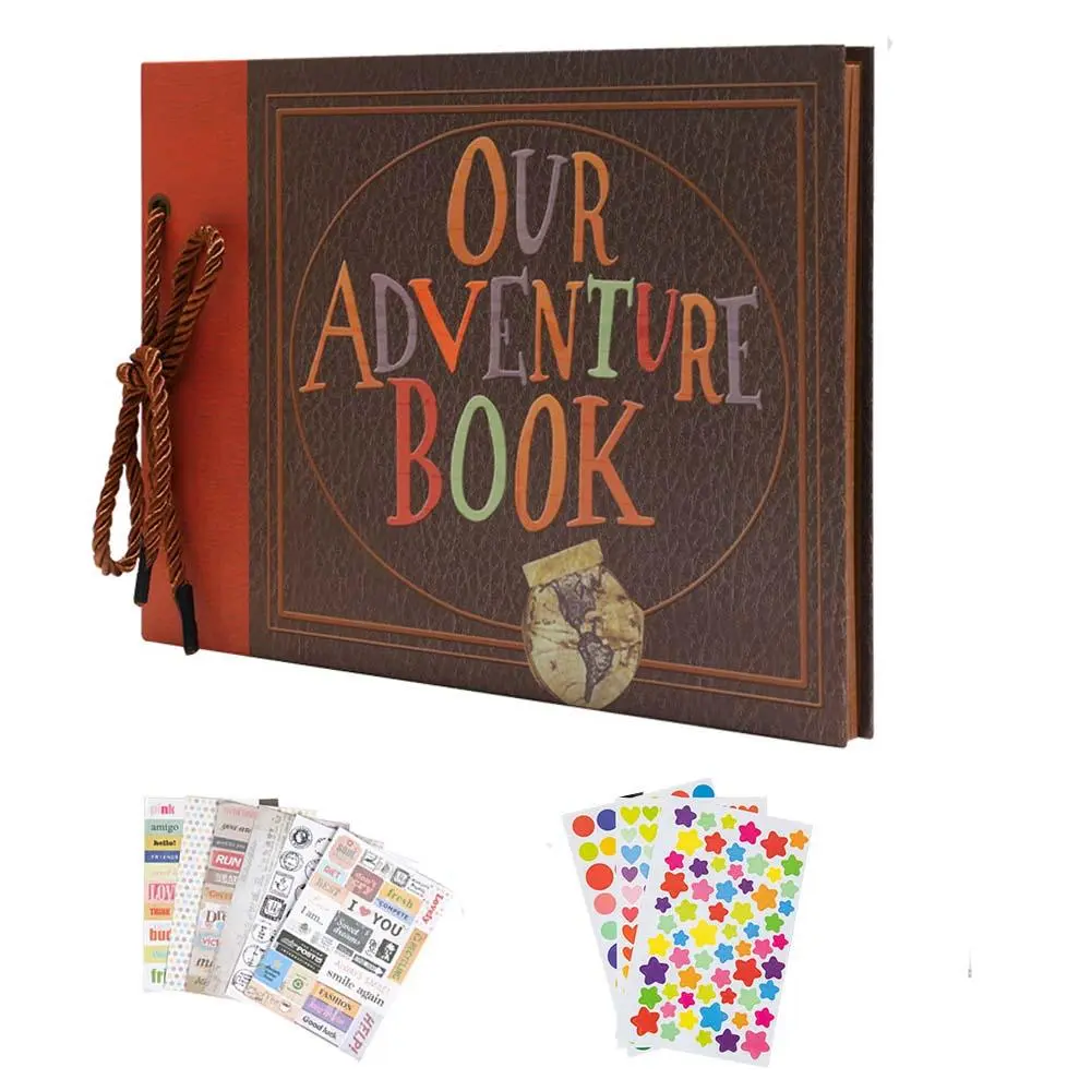 Adventure Book Travel Diary and Scrapbook, Scrapbooking Kit, Crafts Kit, Scrapbooking Ephemera, Vintage-Style Sticker Album, Perfect Gift for Weddings, Anniversaries and Friends, DIY Memory Keepsake, Gifts for Girlfriend