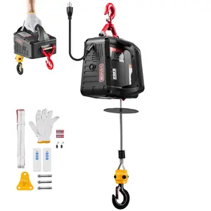 【fathersdaygift】VEVOR 2-in-1 Electric Hoist Winch, 1100 lbs Capacity, 1500W Portable Power Winch Crane, 25 ft Lifting Height, 16.4 ft/min with Manual and Wireless Remote Control for Factory, Warehouss, Garage
