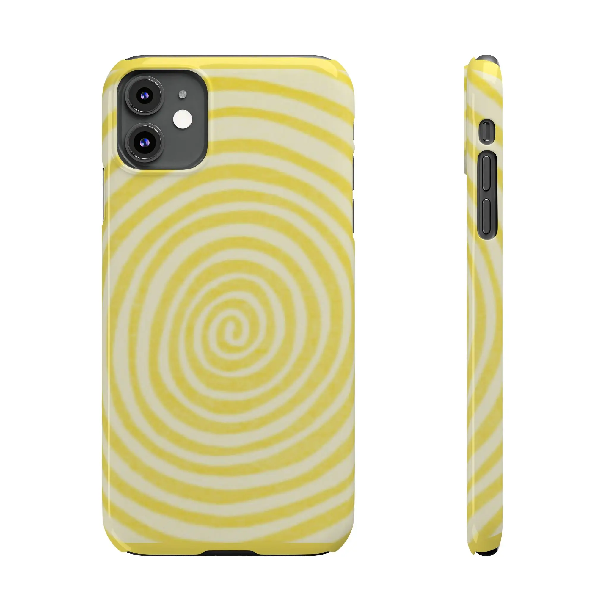 Psychedelic Yellow Spiral Slim Mobile Phone Case, Wireless-Compatible Shell with Drop Protection, Premium Accessory