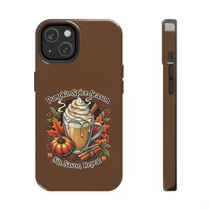 Pumpkin Spice Tough Phone Case, Fall iPhone Cover, Autumn Coffee Lover Gift, Savor Sip Repeat, Protective Cell Phone Case, Halloween Accessories Cloth