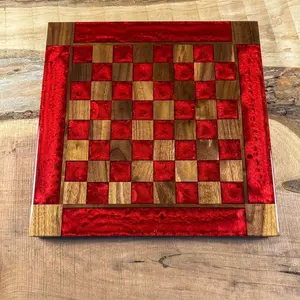 Red Lava Black Walnut Chess Board (INCLUDES PIECES)