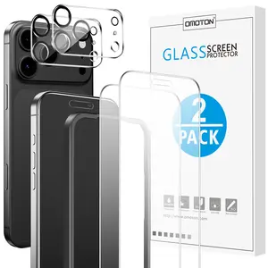 [Black Friday Deals] OMOTON Clear Screen Protector for 17 Air, Pro, Pro Max Screen Protector with Camera Lens Protector, Matte Layer Tempered Glass with Easy Installation Tool, Anti-glare, Smooth Touch,summervibes