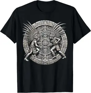 Graphic T-Shirt for Women, Casual Distressed Aztec Jaguar Print, 100% Cotton Short Sleeve Round Neck Top