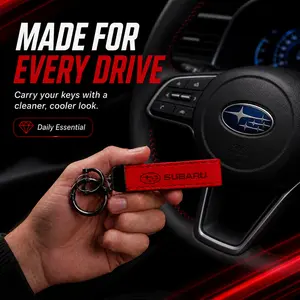 For Subaru Crosstrek Forester Outback Impreza Ascent WRX BRZ Legacy Solterra, Premium Leather Car Keychain, Metal Key Ring Key Fob Holder with Swivel Clip, Anti-Lost Automotive Accessory, Stylish Driver Gift for Men Women, Red or Black
