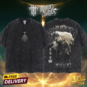 HardTimesClothing - GODFREY, FIRST ELDEN LORD Elden Ring Boss Retro Limited Vintage , From Software Collection Game Oversized Washed Tee Acid Washed Lightweight TSHIRT, Gift for him her Clothes Cotton