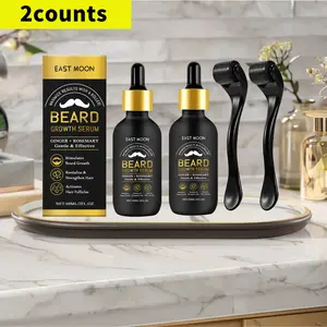 2Counts Men’s Beard Care Oil Set (Including Roller), Moisturizing and Nutritious, Enhances Beard Thickness and Softness. Ideal for daily beard care as a birthday/Christmas gift for men, dads, husbands, boyfriends, and brothers.