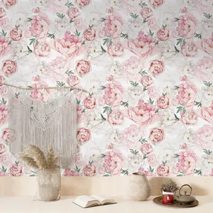 Flower Pattern Wallpaper, 1 Count Removable Self-adhesive Wallpaper, Peel and Stick Wallpaper Designs, Decorative Wallpaper For Living Room Bedroom Kitchen Cabinet