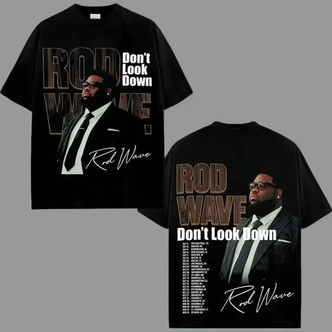 Rod Wave 'Don't Look Down Tour 2026' Tour Date Graphic 100% Cotton T-Shirt, Rod Wave Fan Graphic Tee, Dont Look Down Merch Streetwear Graphic Shirt, Gift for rap fans Z5U