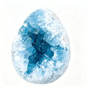 Handmade Natural Blue Celestite Geode Quartz Crystal Mineral Specimen, 1.67lb Hand-Polished Spiritual Healing Good Luck Home Decor for Soft Home Accents (Waterscape Decor & Statue Figurine Accessory)