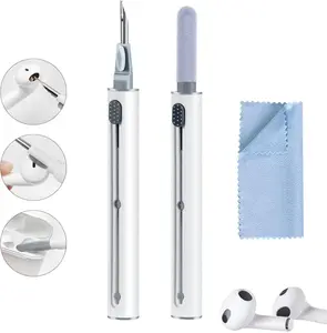 Airpod Cleaner Kit，Earbud Cleaning Kit for Airpods Pro 1 2 3， Multi-Function Cleaning Pen with Soft Brush Flocking Sponge，Suitable for Bluetooth Headset, Charging Box, Mobile Phone, Earbud (1Pcs) Camera Portable