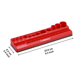 CASOMAN 35-Piece Magnetic Socket Accessory Holder, Red PP Plastic, Portable Tool Organizer Tray, Holds 20 Bits & 15 Adapters, Universal Joints, Bit Holders, and Hex Wrenches, #TikTokShopBacktoSchool