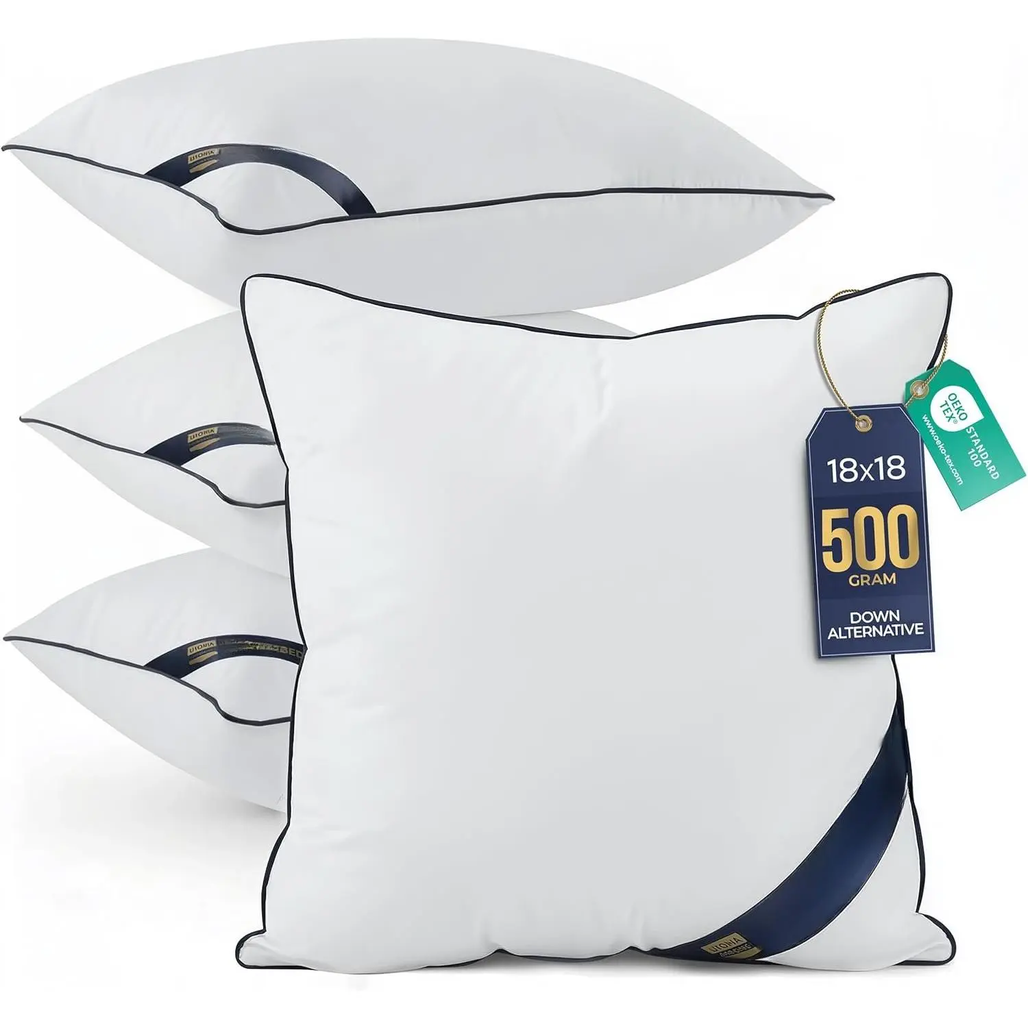 Throw Pillow Inserts (Pack of 4, White), 18 x 18 Inches Decorative Indoor Pillows for Sofa, Bed, Couch, Cushion Sham Stuffer