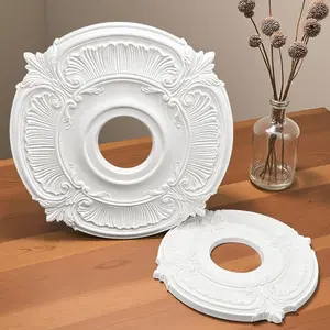 1PC Elegant PU Ceiling Medallion, Matte Finish, Universal Decorative Cover Plate, Anti-Deformation, Easy Installation, Modern Home Fan Light Lamp